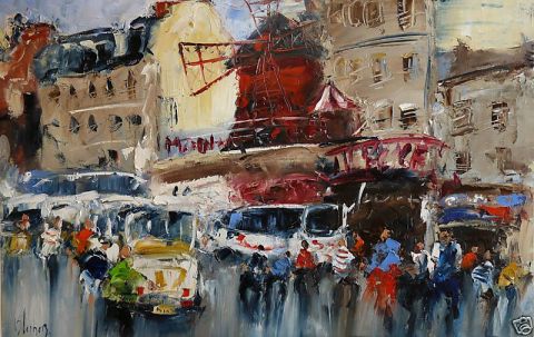 petit train au moulin rouge - Peinture - Dominique Kleiner petit train au moulin rouge - Peinture - Dominique Kleiner