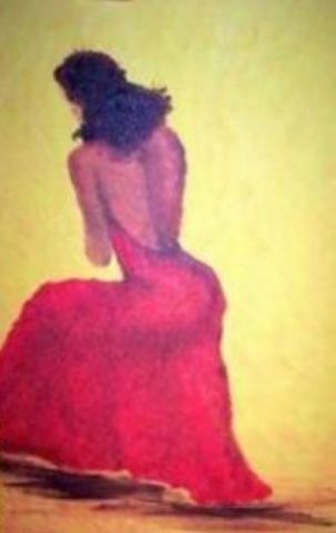 La Robe Rouge - Peinture - Marie LOPEZ