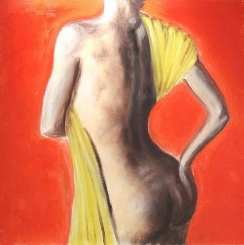L'artiste patrick nguyen - nu au drap jaune