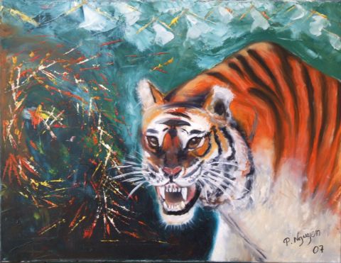 L'artiste patrick nguyen - tigre de feu