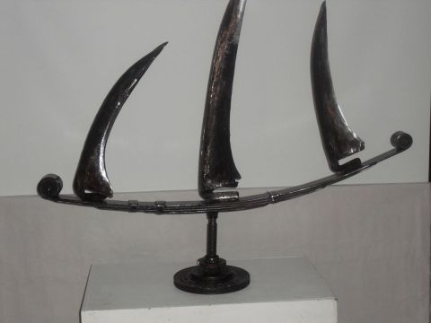 GRAND VOILIER TROIS-MATS - Sculpture - Roland GOURDON