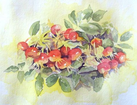 Les Fruits des Roses - Peinture - Nathalie Dubreucq