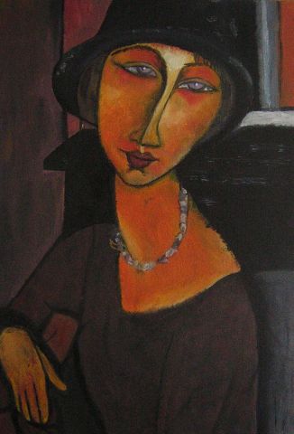 JEANNE HEBUTERNE AU CHAPEAU ET COLLIER PAR MODIGLIANI - Peinture - AMELIA JEANNE HEBUTERNE AU CHAPEAU ET COLLIER PAR MODIGLIANI - Peinture - AMELIA