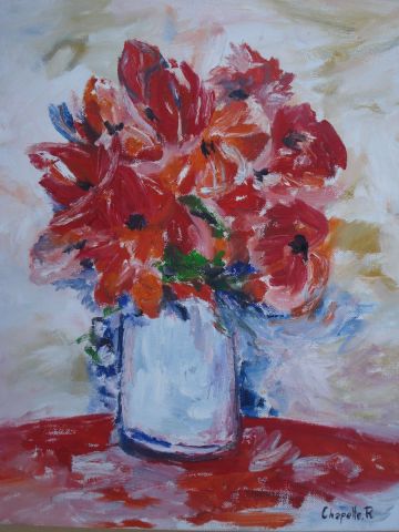 bouquet rouge - Peinture - REMI CHAPELLE