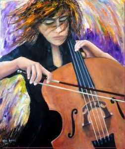 Peinture de marc LEJEUNE: la violoncelliste