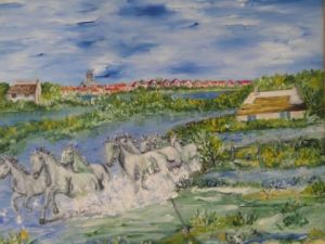 Voir cette oeuvre de MON': Envol de chevaux en Carmargue