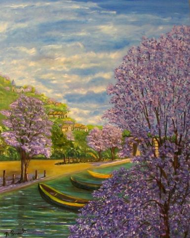 LA RIVIERE AUX JACARANDAS - Peinture - Brigitte PERRAULT LA RIVIERE AUX JACARANDAS - Peinture - Brigitte PERRAULT
