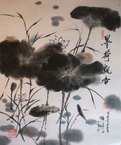 L'artiste ZHOU CONG - encre de lotus