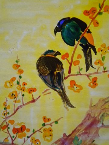 les deux oiseaux°°° - Peinture - jacques van moer