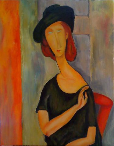 HEBUTERNE AU CHAPEAU DE MODIGLIANI - Peinture - AMELIA HEBUTERNE AU CHAPEAU DE MODIGLIANI - Peinture - AMELIA