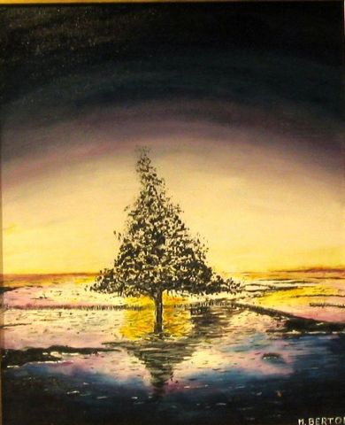 coucher de soleil sur la mangrove - Peinture - LE BERHT