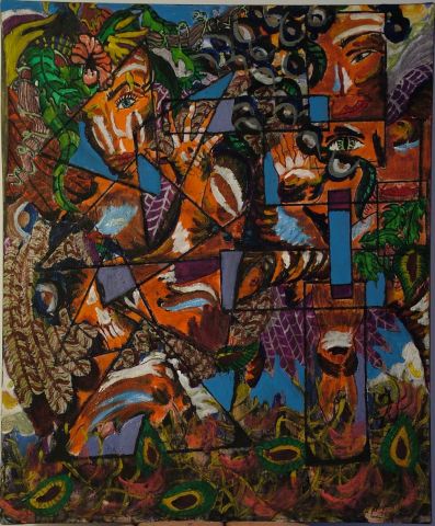 Adam et Eve dan l\\\'Eden cubiste - Peinture - Chloee Adam et Eve dan l\\\'Eden cubiste - Peinture - Chloee