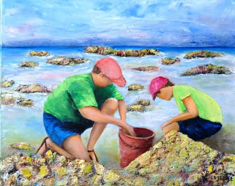 pêcheurs àpied - Peinture - marc LEJEUNE