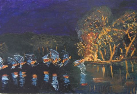 Les Noctilions pêcheurs - Peinture - Amira