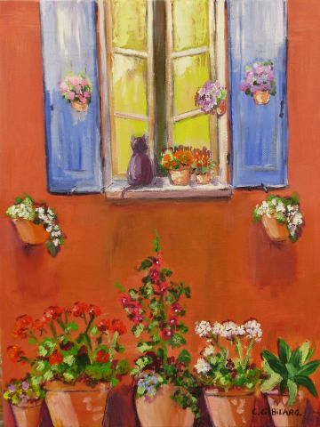 le chat sur la fenêtre - Peinture - gibilaro cathy
