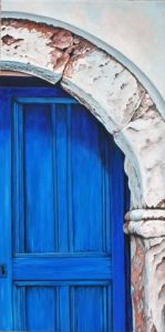 Peinture de Henri CAPELL: Porte bleue à Eborio