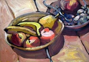 Peinture de Calmejane: Saladier de fruits