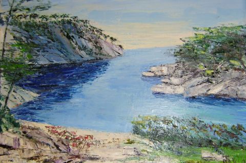 Peinture : Calanque de Port Pin - MARIE-THERESE VION Peinture : Calanque de Port Pin - MARIE-THERESE VION