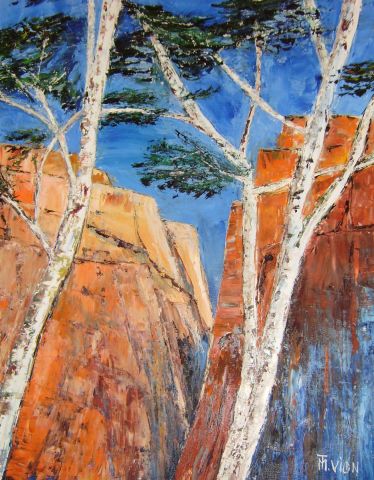 Peinture : La Calanque Rouge - MARIE-THERESE VION Peinture : La Calanque Rouge - MARIE-THERESE VION