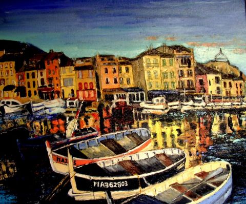 Peinture : Port de Cassis au couchant - MARIE-THERESE VION Peinture : Port de Cassis au couchant - MARIE-THERESE VION