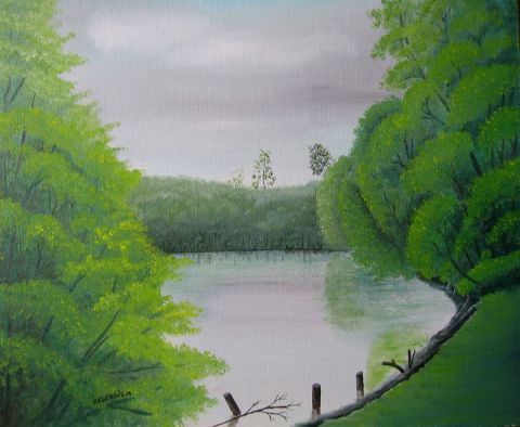 le lac d'ardres 2 - Peinture - DELCROIX Marcel