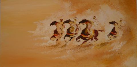 les cavaliers du desert - Peinture - aouida