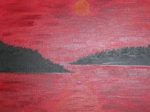 coucher de soleil - Peinture - amande