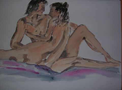 couple amoureux - Peinture - NADINE FERNANDEZ