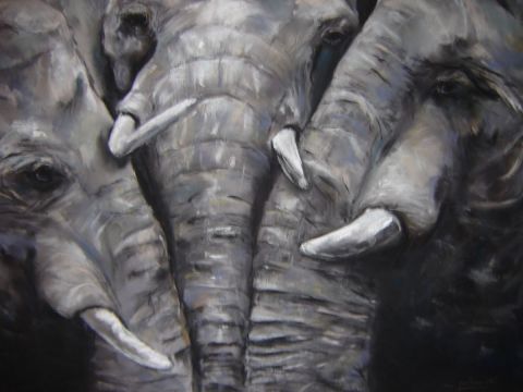 éléphants - Peinture - Mc Palcowski-Collin