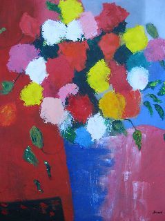L'artiste ORNELLA DONATI - Vase fleurs colorés