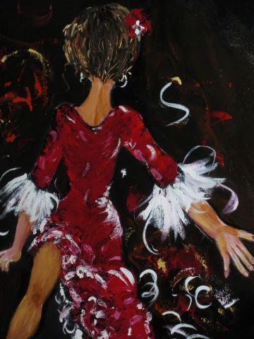 danseuse en rouge - Peinture - josiane couret