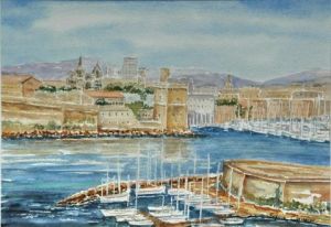 Peinture de Sylvie GARIBALDI: La passe du port de Marseille