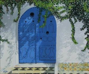 Peinture de Marie-Jose NOUGALIAT: La porte Tunisienne