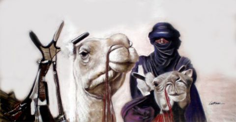 Cavalier tuareg  - Peinture - Latrache