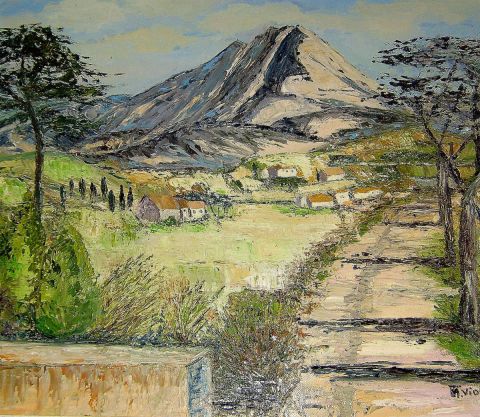 Peinture : Campagne devant la Sainte Victoire - MARIE-THERESE VION Peinture : Campagne devant la Sainte Victoire - MARIE-THERESE VION