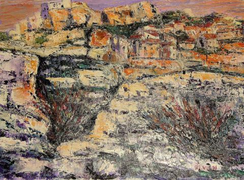 Peinture : Baux de Provence au couchant - MARIE-THERESE VION Peinture : Baux de Provence au couchant - MARIE-THERESE VION