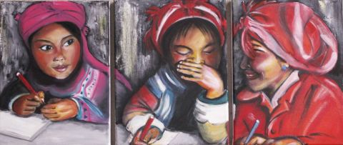 Ecolières du Yannan . - Peinture - Gaelle RAMAEN Ecolières du Yannan . - Peinture - Gaelle RAMAEN