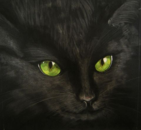 chat noir - Peinture - BETTY-M peintre chat noir - Peinture - BETTY-M peintre