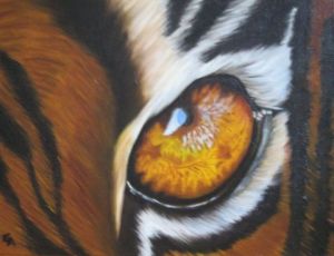 Peinture de Alexandra GALVEZ : oeil de tigre