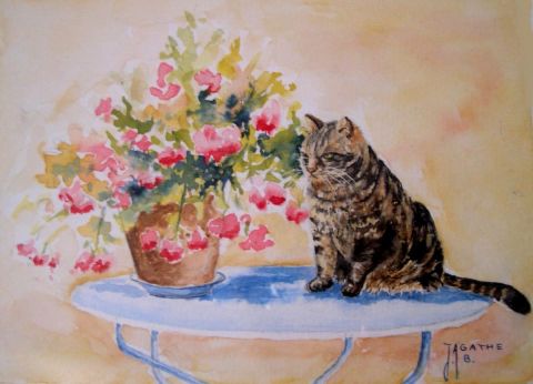le chat sur la table - Peinture - Agathe BONNET le chat sur la table - Peinture - Agathe BONNET