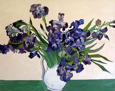 Vase avec iris - Peinture - Martine YVOREL