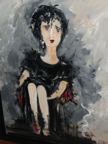 la femme assise - Peinture - josiane couret
