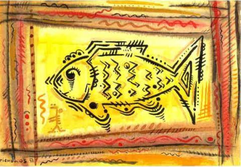 poisson - Peinture - fichou