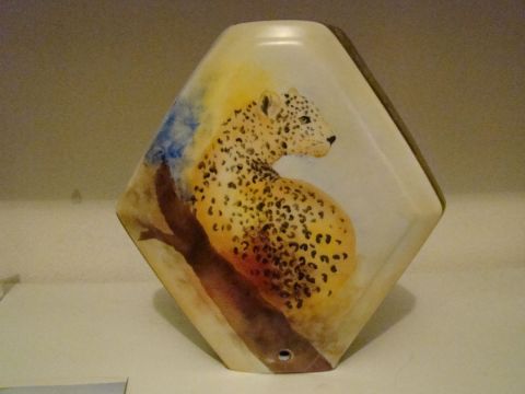 L'artiste jocelyne - Pied de lampe léopard