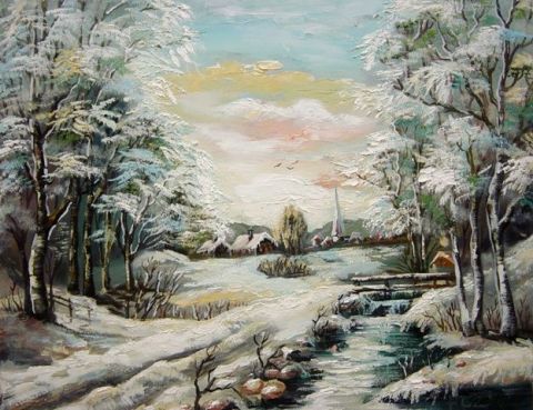 L'artiste George PANTURU - Village en hiver
