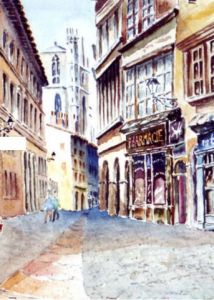 Voir cette oeuvre de ROGER J: Le Vieux Lyon et la Cathédrale Saint Jean