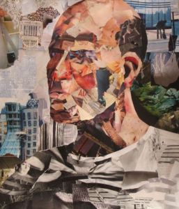 Collage de Jacqueline CASTAGNE: tête d'homme n°1