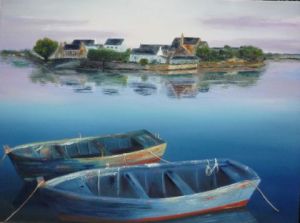Peinture de MARTINE GREGOIRE: L'île aux barques