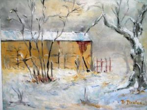 Peinture de PIONICA: jardin sous la neige