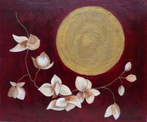 Peinture de MARTINE GREGOIRE: L'orchidée blanche au soleil